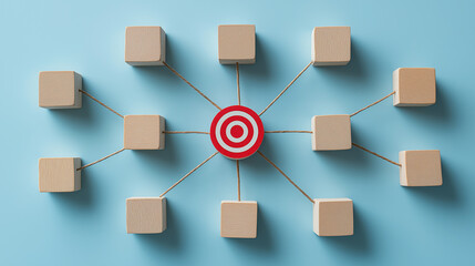 Team Collaboration Tools For Achieving Common Goals with Targeted Strategies. Group Success, Resource Utilization and Objective Alignment. Customizable Empty Wooden Business Cubes. 