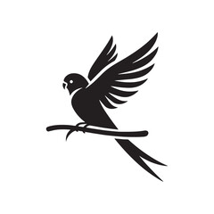 **"Adorable Lovebird Vector Silhouette: Affectionate Parrot Design Featuring Compact Body, Curved Beak, and Paired Pose in Clean, Minimalist Style for Crafts and Digital Art Projects"**
