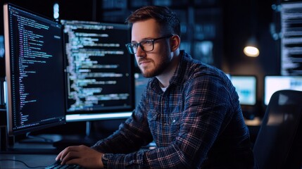 robotic ML engineer designing intelligent systems, immersive code interfaces, neural network projections