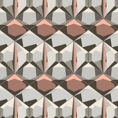 Abstract Geometric Pattern of Interlocking Cubes in Rose Gold and Grey