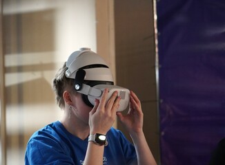 Child Engaging in an Exciting Virtual Reality Experience