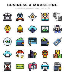 Set of simple Lineal Color Business & Marketing Icons. Lineal Color art icons pack.