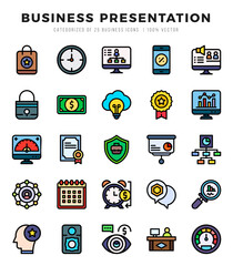 Business Presentation Icons Pack. Lineal Color icons set. Lineal Color icon collection set.