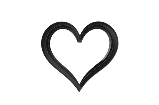 Naklejki Simple black heart outline symbol on white background representing love affection and emotional connection for romantic or decorative themes