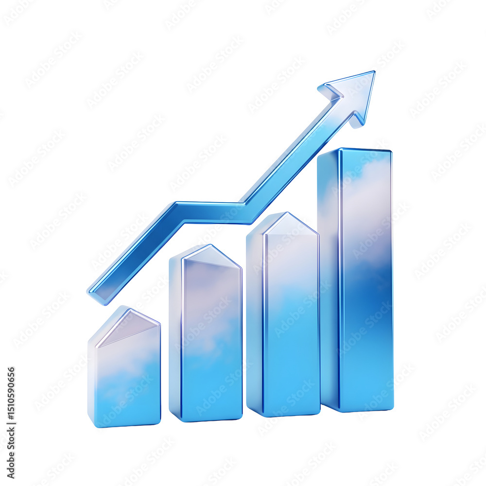 Fototapete a vibrant multicolored bar graph with an upward trending arrow symbolizing financial progress data a