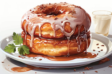 chocolate cream donut isolated on white 
