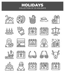Collection of 25 Holidays. A Diverse Celebration of Cultural and Religious Events