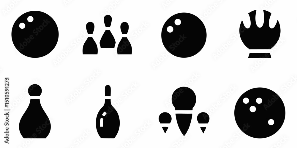 Poster high quality bowling icon design template featuring a single bowling pin illustration in black yello