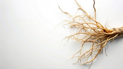 Obraz premium Aerial Drone Photography: Close-Up Macro Root Shot, Flat Lay Product Photography, White Background