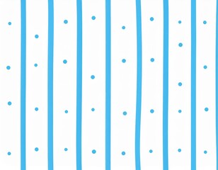 Playful Blue Stripes and Dots on White Background Whimsical Pattern Design