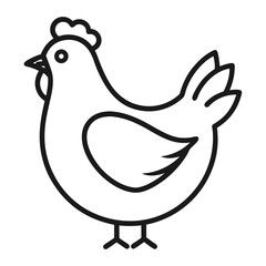 hen chicken outline icon isolated on white background