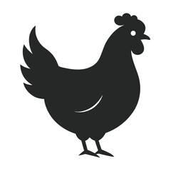vector illustration of a chicken, hen chicken silhouette icon isolated on white background