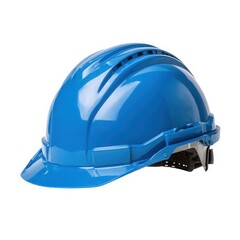 Blue safety helmet protection gear on white background