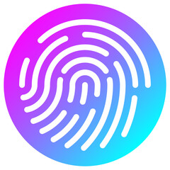 シンプルなデジタル指紋認証のアイコン ゲーミングカラー 丸型