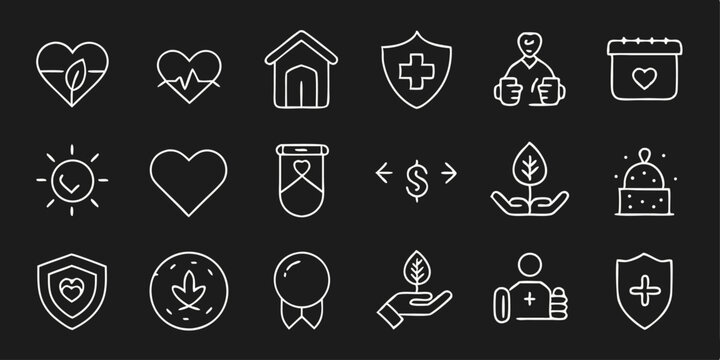 Care icon design thin line style charity generous sympathize symbol