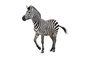 Obraz premium Realistic zebra cutout ideal for wildlife graphics and educational materials. isolated on white or transparent background. PNG