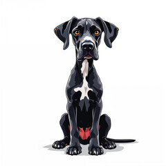 Adorable Cartoon Great Dane Puppy Vector Illustration