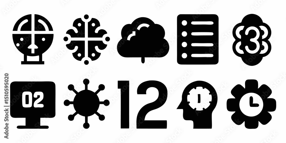 Poster brain artificial intelligence icon design a single high resolution icon featuring a brain with cmyk 