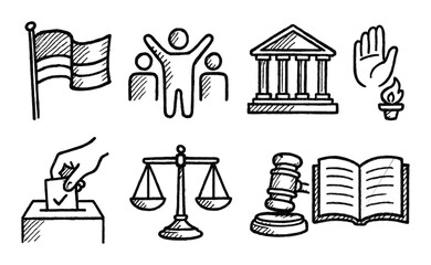 Fototapeta premium Democracy Icon Sketches