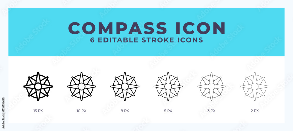 Poster compass stroke icon for web. mobile apps and ui.