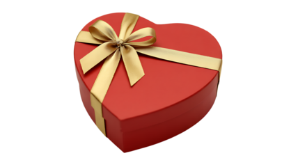 Elegant Red Heart Shaped Gift Box with Gold Ribbon
