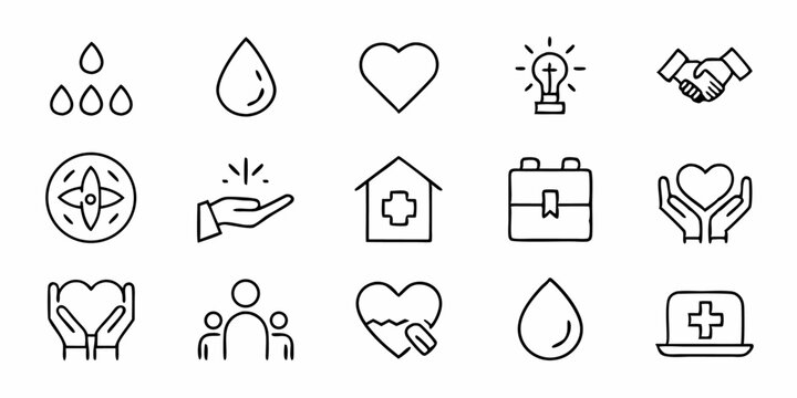 Care icon design thin line style charity generous sympathize symbol