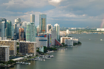 Miami downtown office district in Florida, USA. High commercial and residential skyscraper...