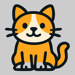 Cute orange striped cat standing and smiling. Flat design pet animal icon vector for web, mobile, sticker, or children's illustration project.