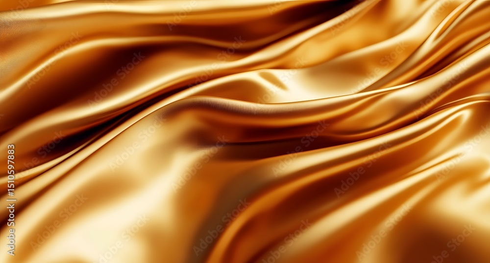 Poster abstract background with golden satin waves, luxurious cloth texture. background for design and pres