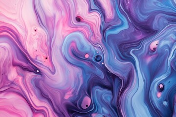 Fototapeta premium Abstract swirling purple pink and blue acrylic pour painting