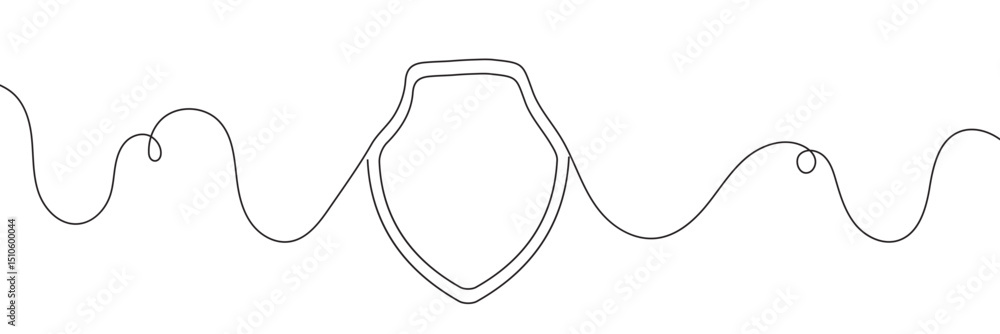 Aufkleber shield continuous line art. guard drawing sign. protect linear symbol. vector isolated on white back