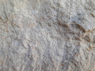 A textured rock surface with patches of gray, beige, and ochre tones, displaying natural weathering...