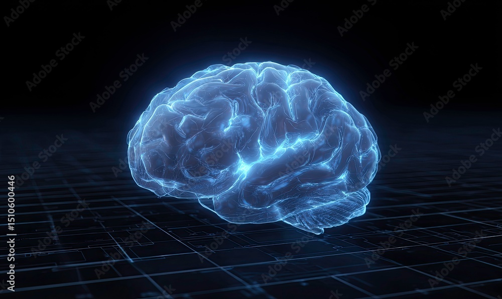 Aufkleber digital brain on circuit board background representing artificial intelligence and neural networks