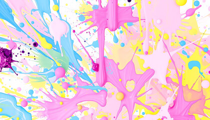 Fototapeta premium Abstract splashes of bright paint on pastel background