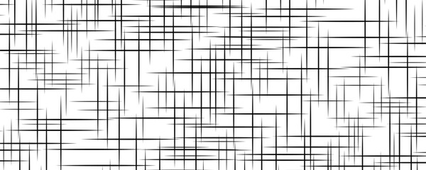 Black cross hatch seamless texture. Straight line repeated pattern surface. Rough sackcloth fabric background. Crosshatch linen canvas burlap overlay wallpaper. Vector textile backdrop
