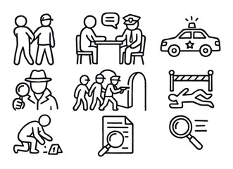 Crime Sketch Icons