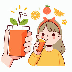 illustration of someone drinking juice 