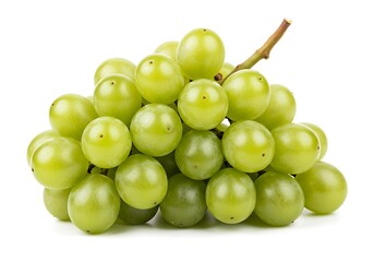 Bunch of green grapes isolated on white background, close-up studio shot