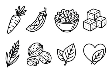 Hand-drawn Vegan Icons
