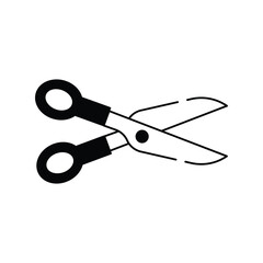 Scissors glyph icon with white background vector stock illustration