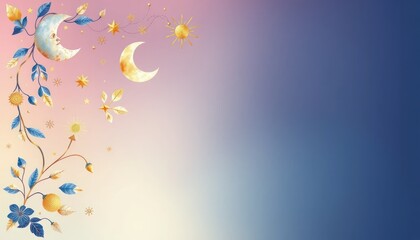 Mystical Celestial Watercolor Illustration with Sun, Moon, Stars and Floral