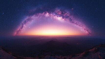 Starry night over mountains