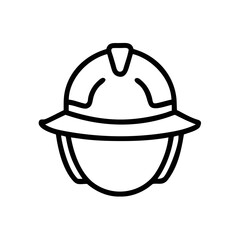 Construction Worker Icon - Hard Hat Safety Outline Symbol