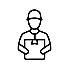 Delivery Person Icon - Courier with Parcel Box Outline Symbol