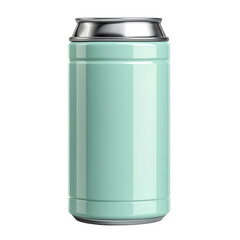 Refreshing turquoise beverage can ready to quench thirst under the summer on transparent background