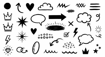 Hand Drawn Doodles Set Vector Graphic Elements Collection