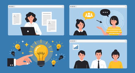 Remote Work Collaboration Virtual Team Meeting Brainstorming Idea