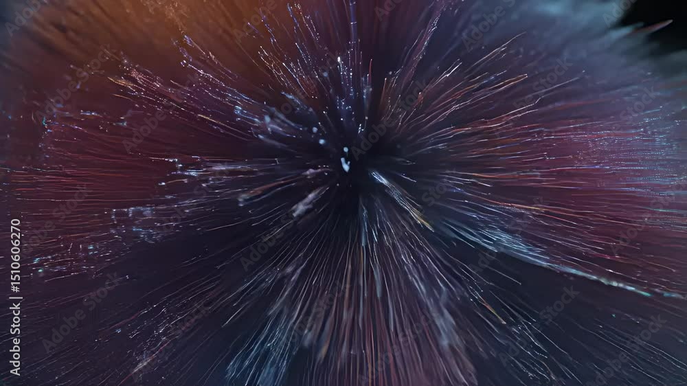 Poster colorful pet microfilaments dynamically respond to sonic frequencies, driven by an artificial intell