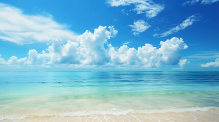 Blue sky over calm sea. Blue sea and sunny sky on horizon over calm water