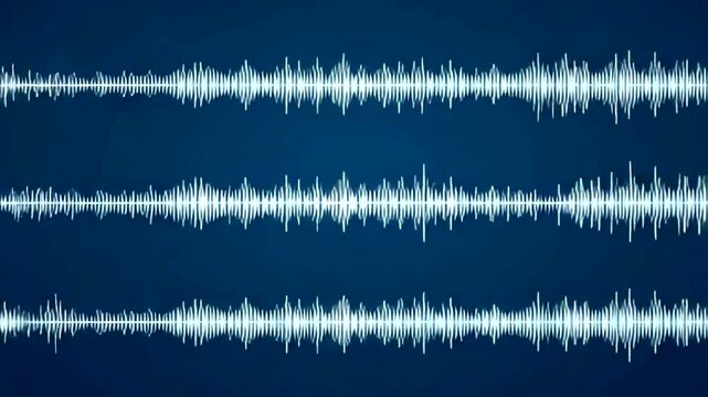 Quivering seismic waves white lines dance on a deep blue monitor
